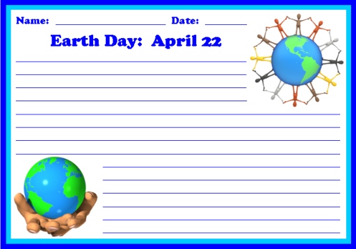 Earth Day April 22 Creative Writing Printable Worksheets and Templates