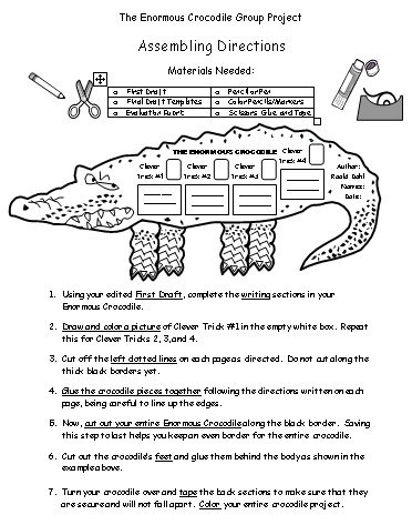 The Enormous Crocodile Project Assembling Directions For Teacher
