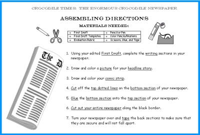 Student Newspaper Directions:  The Enormous Crocodile