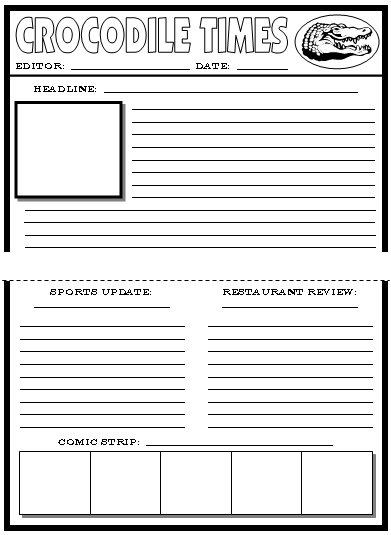 Roald Dahl Newspaper Creative Writing Templates Enormous Crocodile