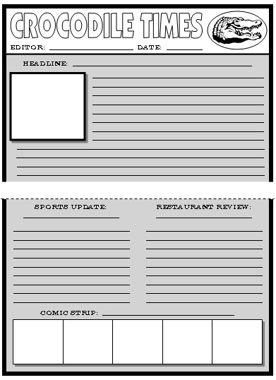 Roald Dahl Newpaper Projects, Templates, and Worksheets for Enormous Crocodile