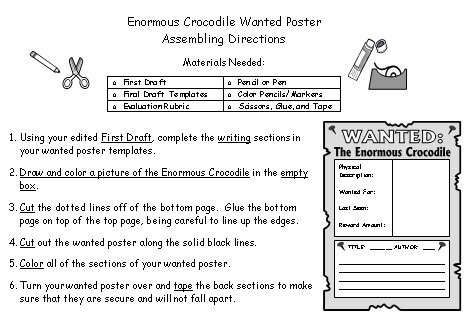 Enormous Crocodile Wanted Poster Project Assembling Directions