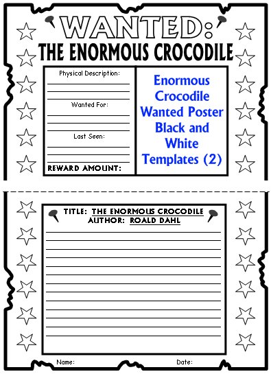 Enormous Crocodile Roald Dahl Wanted Poster Project Templates