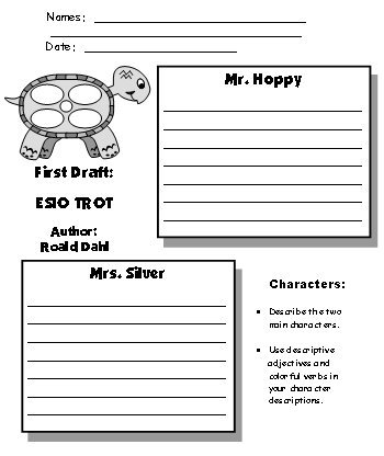 Esio Trot First Draft Printable Worksheets for Fun Group Project Roald Dahl