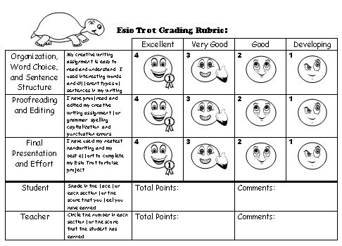 Esio Trot Creative Writing Grading and Evaluation Rubric Worksheet Roald Dahl