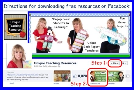 Download Directions For Free Teaching Resources on Facebook Page