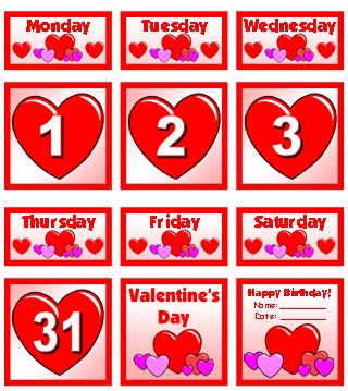 February Printable Pocket Chart Classroom Calendar For School Teachers