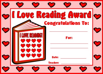 Valentine's Day Reading Award Certificate