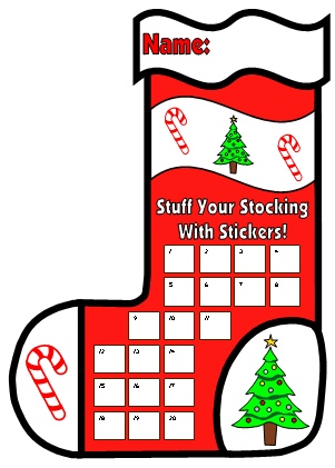 Free Christmas Stocking Sticker Chart Templates