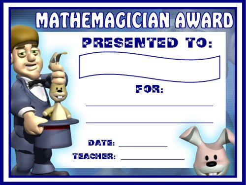 Free Math and Mathemagician Award Certificate For Students