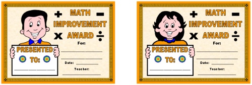 Free Math Improvement Award Certificates