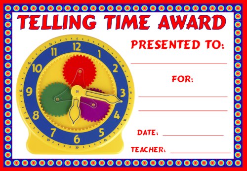 Free Math Telling Time Award Certificate For Elementary School Students