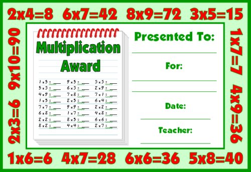 Free Multiplication Award Certificate For Students