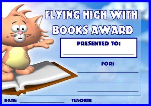 Free Reading Award Certificate Flying High With Books