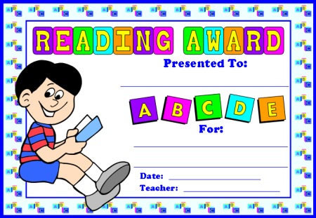 Reading Comprehension Award Certificate for Boy Students