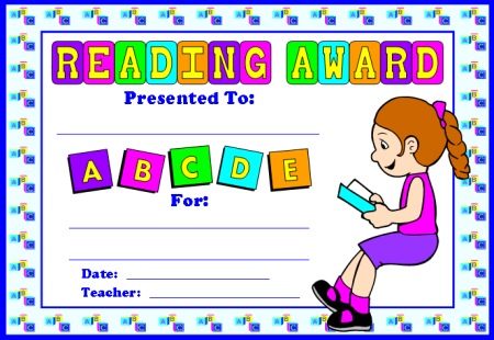 Reading Comprehension Award Certificate for Girl Students