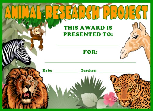 Free Science Award Certificate Animal Research Projects