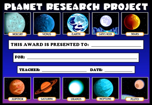 Free Science Award Certificate Planet Research Projects