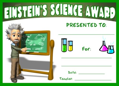Free Science Award Certificate Einstein's Experiment