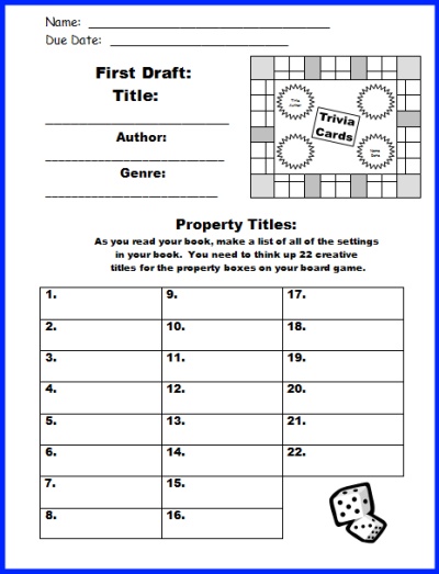 game board book report projects Book reports, book, report explain how it would have changed the outcome of the book create a board game based on events and you may do this project with a. game board book report projects Book reports, book, report explain how it would have changed the outcome of the book create a board game based on events and you may do this project with a.