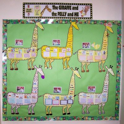 The Giraffe and the Pelly and Me bulletin board display ideas and examples