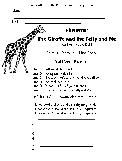 Printable Worksheets The Giraffe and the Pelly and Me