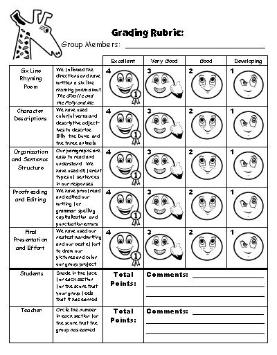 Grading Rubric The Giraffe and the Pelly and Me Roald Dahl Project