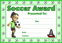 Soccer PE Award Certificate For Girl Students