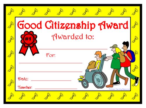 Good Citizenship Award Certificate