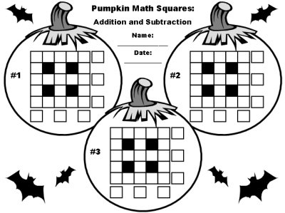 Halloween Math Addition and Subtraction Puzzles Printable Worksheets