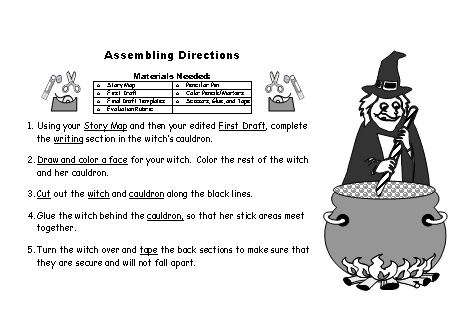 Halloween Creative Writing Witch Stories Assembling Directions Worksheet