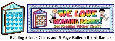 International Literacy Day Reading Sticker Charts and Bulletin Board Display Banner