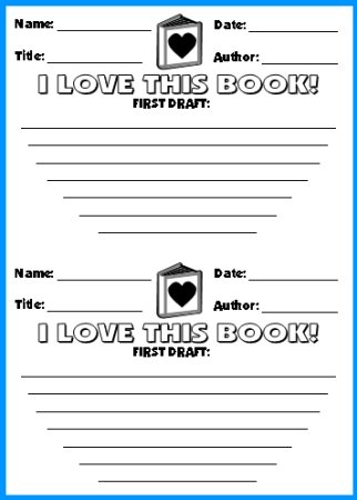 Valentine's Day Reading Activity:  I Love This Book! First Draft Worksheet