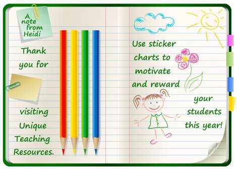 Fun and Unique Incentive and Sticker Charts on Unique Teaching Resources