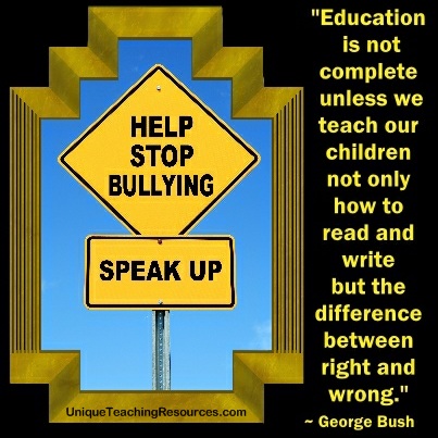 Education is not complete unless we teach our children not only how to read and write but the difference between right and wrong. President Bush