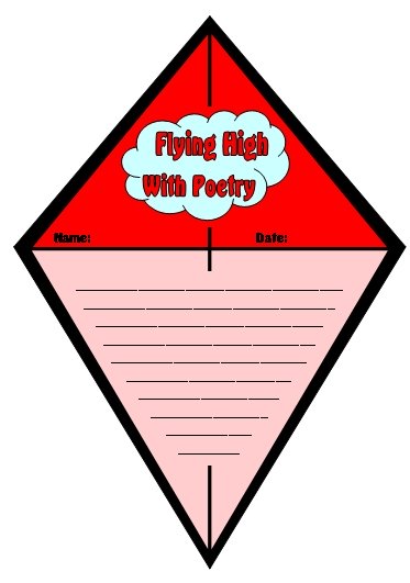 Spring Kite Shaped Poetry Template