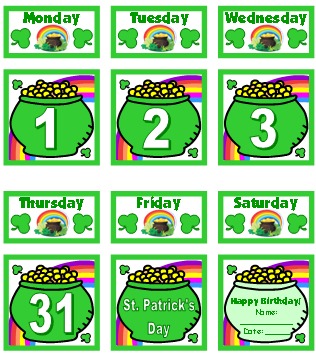 March Printable Pocket Chart Classroom Calendar For School Teachers