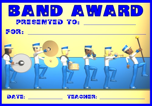 Marching Band Award Certificate for Elementary School Students