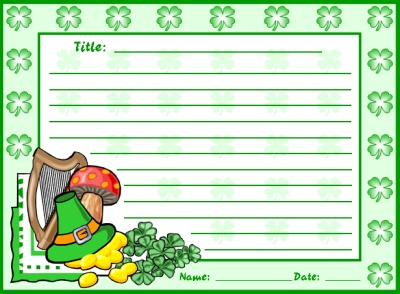 St. Patrick's Day and March Creative Writing Stationer and Printable Worksheets