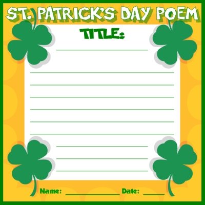 St. Patrick's Day Poetry Writing Printable Worksheets and Templates