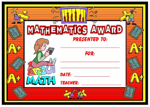 Math Award Certificate