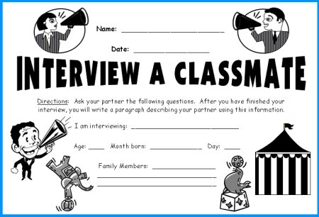 Interview a Student In Your Class Back to School Worksheets and Ideas