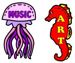 Free Music and Art School Subjects Bulletin Board Display Set