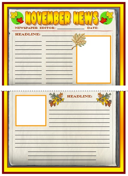 November News Newspaper Creative Writing Templates For Veterans Day