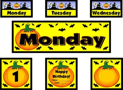 October and Halloween Classroom Calendar Set For Elementary School Teachers Using Pocket Charts