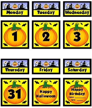 Halloween and October Printable Calendar