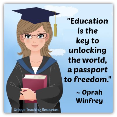 Oprah Winfey Quote - Education is the key to unlocking the world, a passport to freedom.
