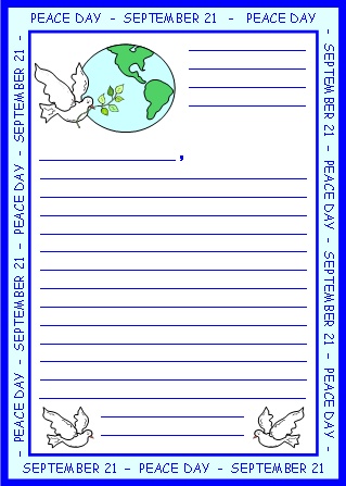Peace Day Letter to World Leader Printable Worksheets