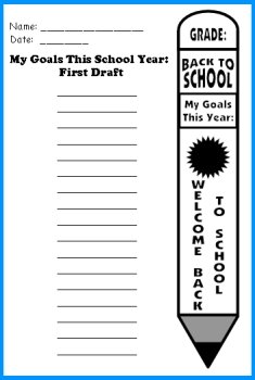 My Goals for a New School Year First Draft Writing Worksheets for Students