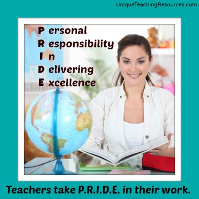 Proud to be a teacher!  Teachers take pride in their jobs!